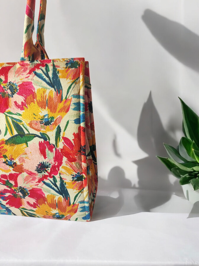 Floral Canva Tote Bag