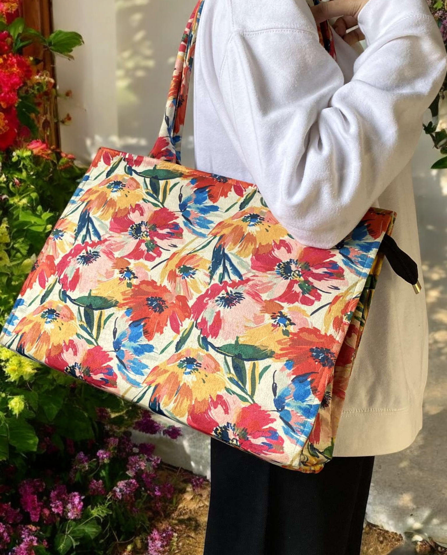 Floral Canva Tote Bag